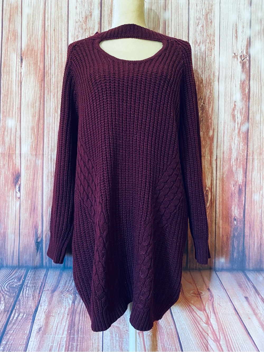 Women’s XXL Juniors Sweater Tunic No Boundaries Heavyweight Knit Choke Neck Soft